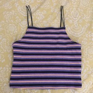 NEW Striped Crop Tank w/ elastic straps